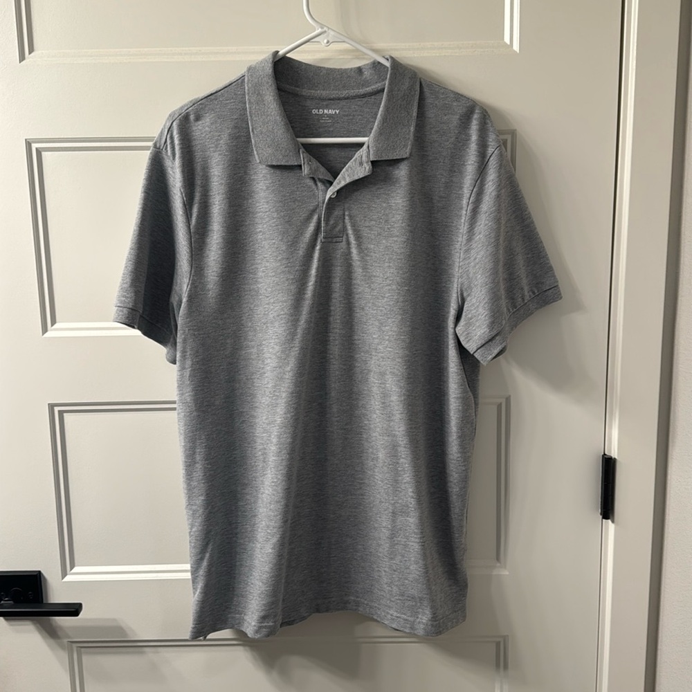 Mens Old Navy Short-Sleeve Polo, Size Large, Heather Grey
